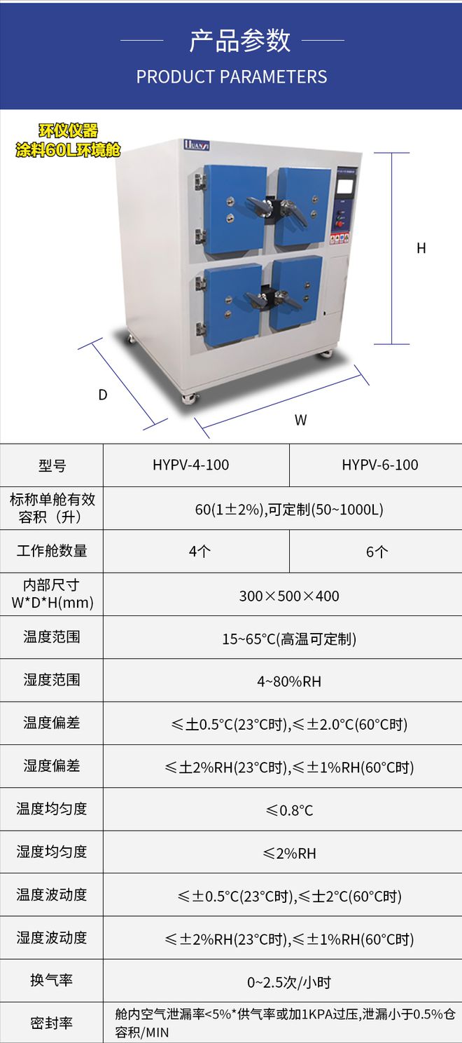涂料60L环境测试舱技术参数(图1)